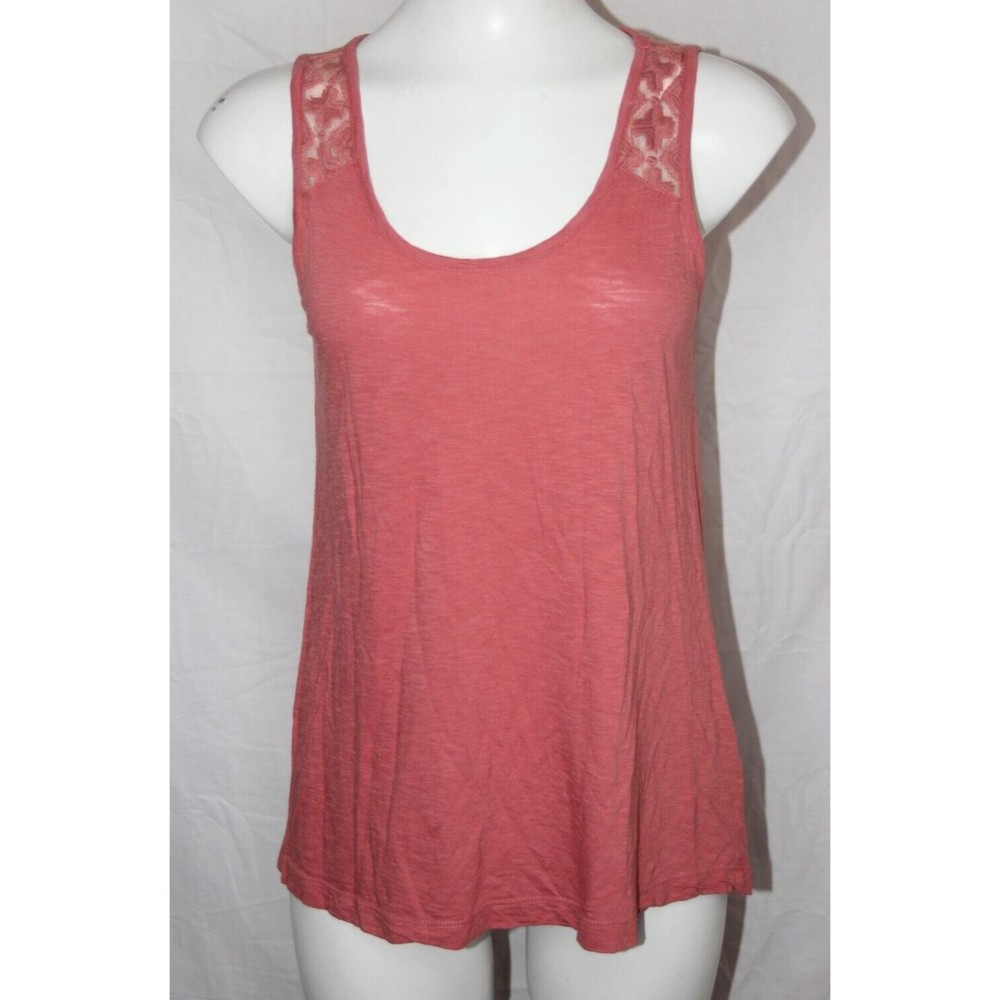 Kenar Womens Pink SleevelessTank Top Lace Detail Scoop Neck Tunic Size Small